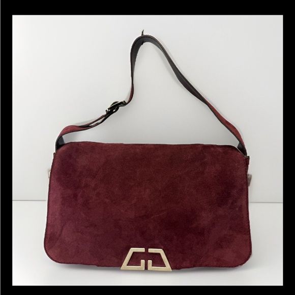 Gucci Rare Suede Flap Burgundy G Logo Bag - Picture 2 of 16